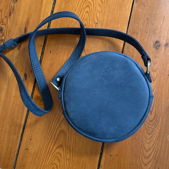 Portland Leather Round Crossbody in Deep Blue - Picture 4 of 7